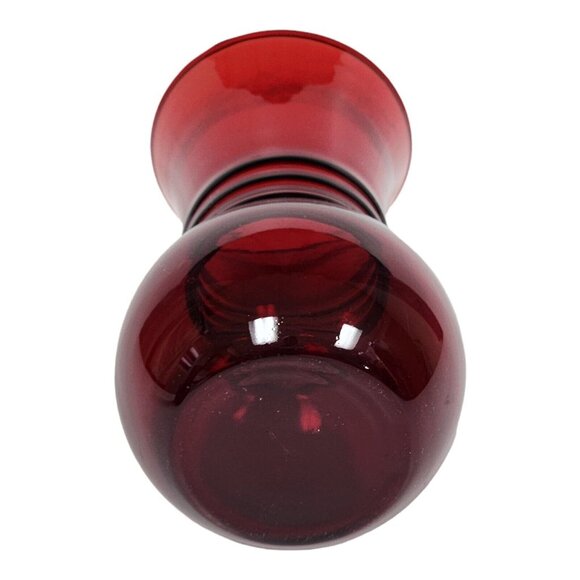 Anchor Hocking Royal Ruby Red Bud Vase Set 6 3/4" Ribbed Neck Romantic 30s Decor - Picture 3 of 14